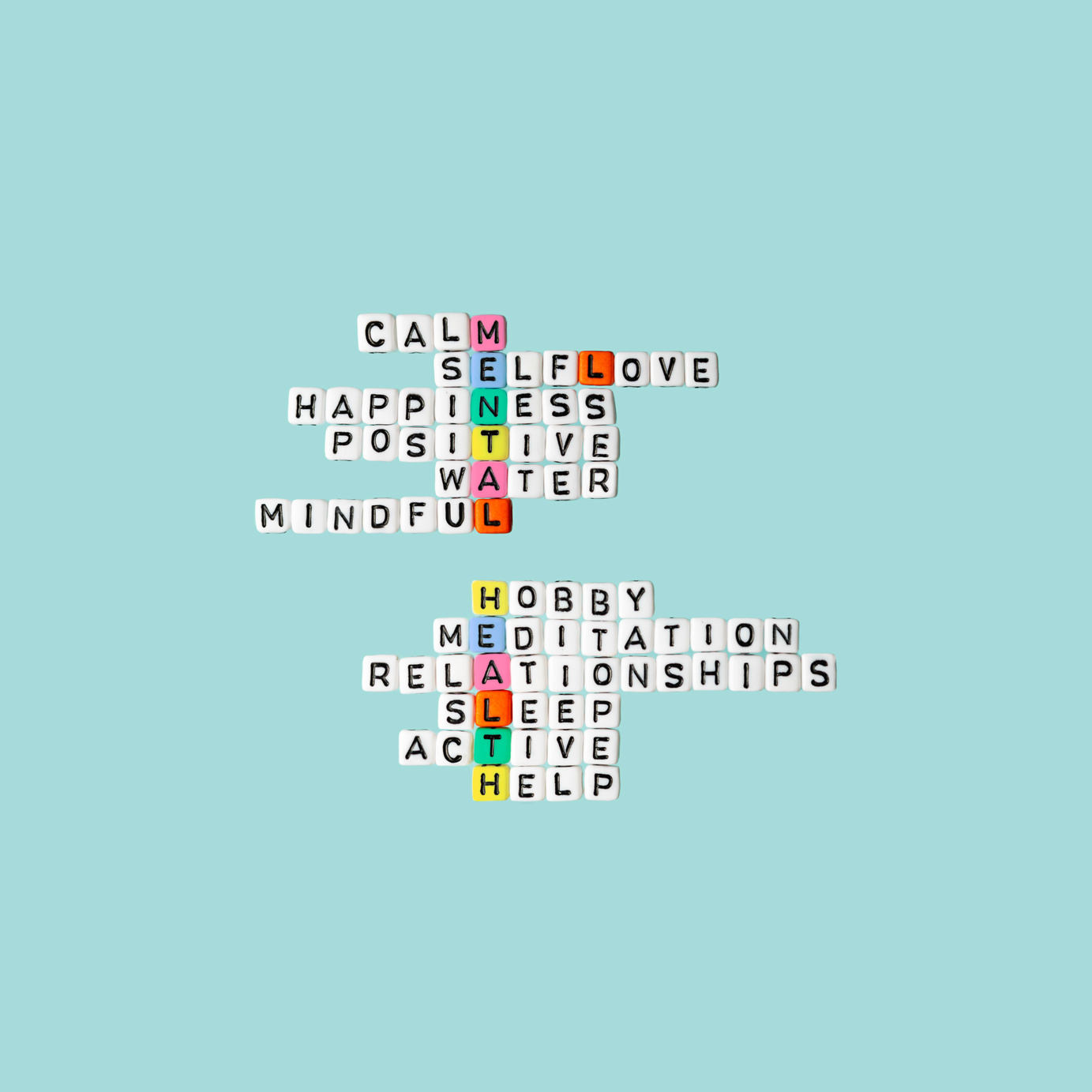 Mental health concept - creative crossword puzzle.